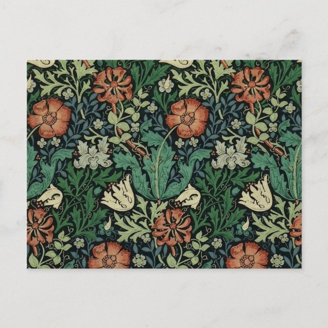 Cartão Postal William Morris Compton Floral Art Nouveau Pattern (Frente)