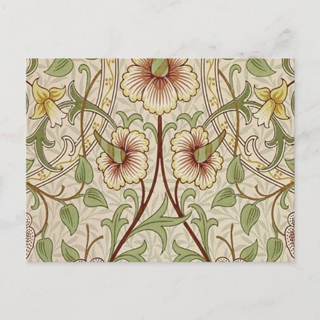 Cartão Postal William Morris Daffodil Classic Flower Wallpaper (Frente)