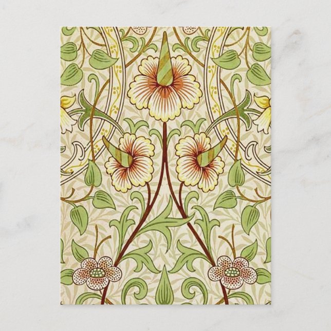 Cartão Postal William Morris Daffodil Classic Flower Wallpaper (Frente)