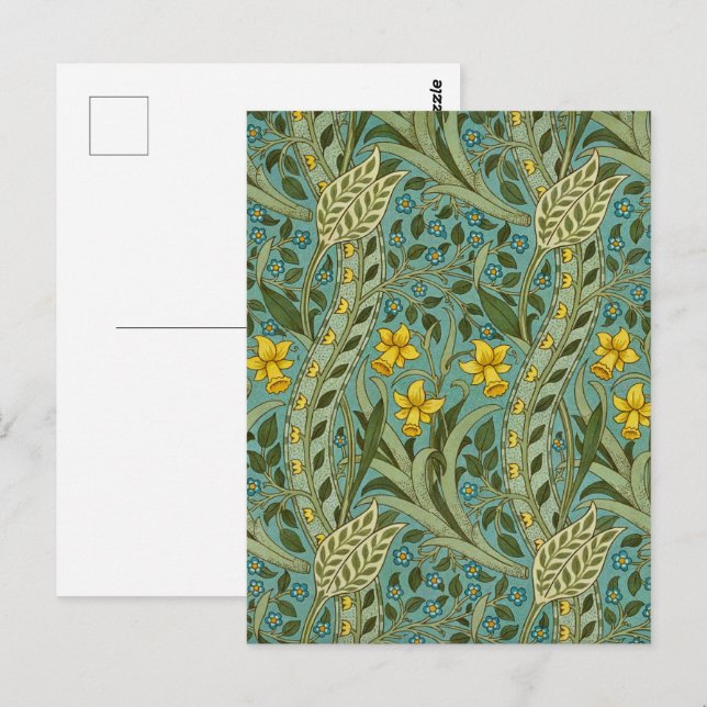 Cartão Postal William Morris Daffodil Floral Pattern Classic (Frente/Verso)