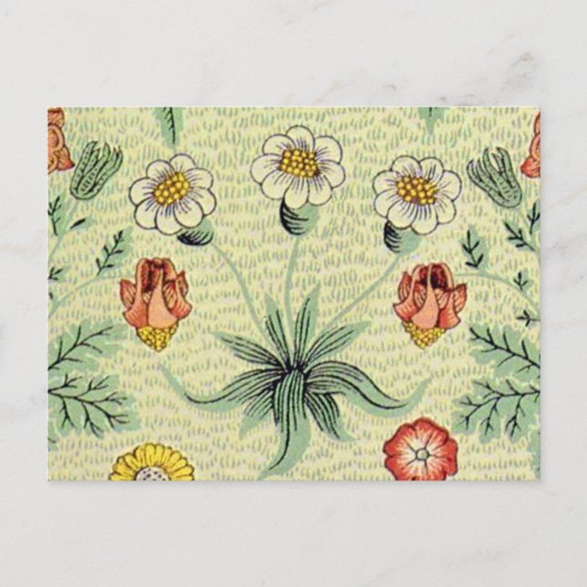 Cartão Postal William Morris Daisy Floral Wallpaper Padrão (Frente)