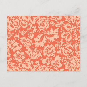 Cartão Postal William Morris Floral Damask, Peach e Coral