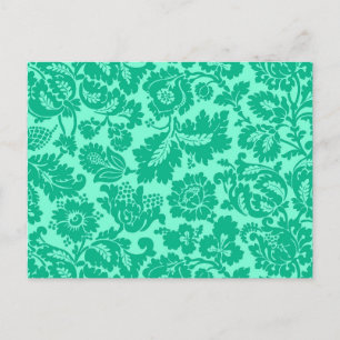 Cartão Postal William Morris Floral Damask, Turquoise e Aqua