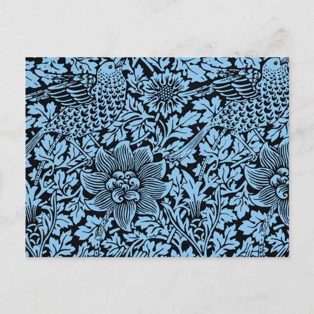 Cartão Postal William Morris Floral Pattern Bird Anenome (Frente)