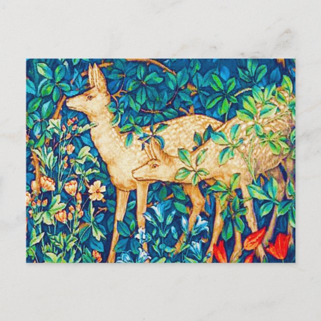 Cartão Postal William Morris Forest Deer Tapeçaria Impressão (Frente)