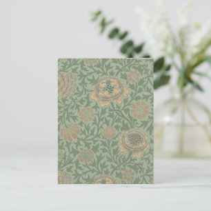 Cartão Postal William Morris Grafton Padrão Floral Verde Sálvia