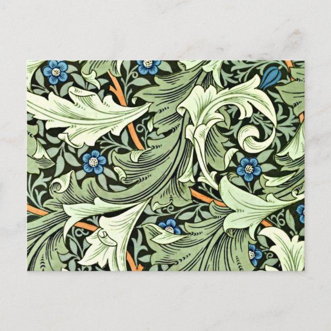 Cartão Postal William Morris - Granville, azul e verde grande (Frente)