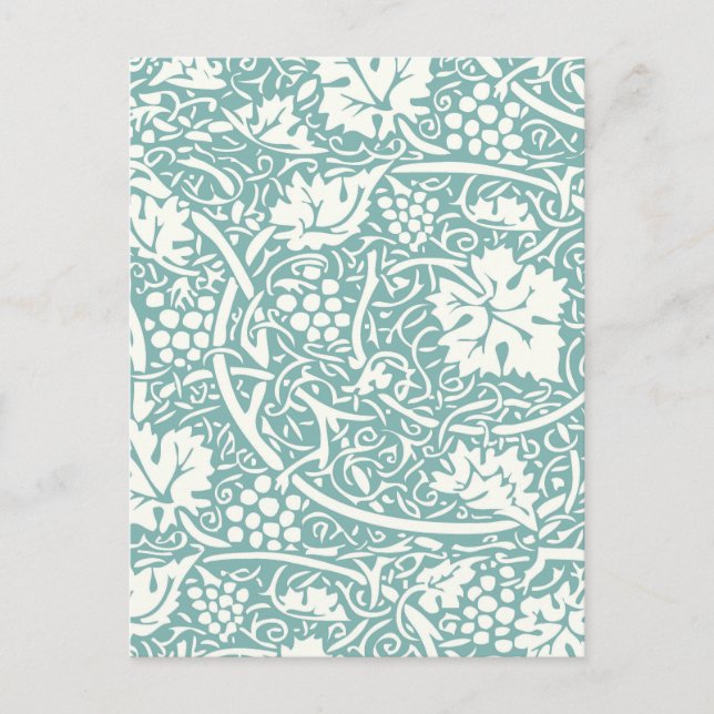 Cartão Postal William Morris Grape Pattern Teal Turquoise (Frente)