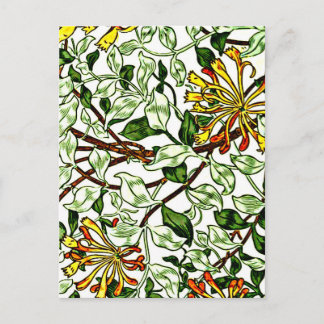Cartão Postal William Morris - Honeysuckle, verde e amarelo