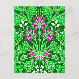 Cartão Postal William Morris Hyacinth Impressão Limão e Emerald 