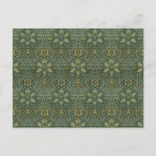 Cartão Postal William Morris Ispahan Verde Teal Floral Arte