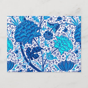 Cartão Postal William Morris Jacobean Floral, Cobalt Blue