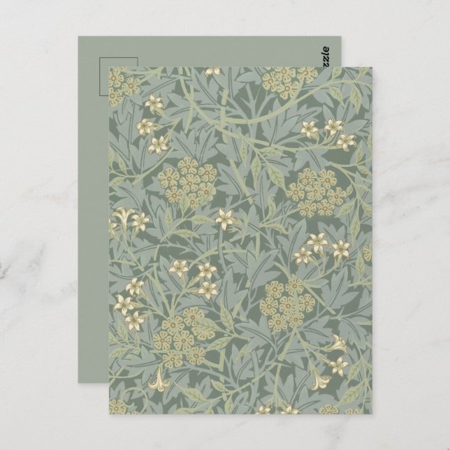 Cartão Postal William Morris Jasmine Blue Botanic Art (Frente/Verso)