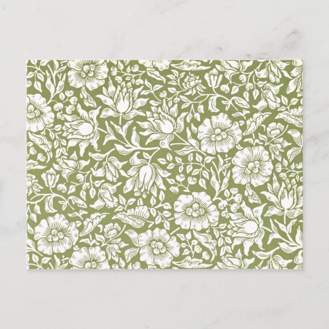 Cartão Postal William Morris Mallow Green Pattern (Frente)