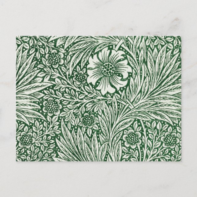 Cartão Postal william morris marigold flor verde floral (Frente)