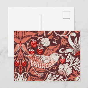 Cartão Postal William Morris Morango Furtado Terracota Pássaro