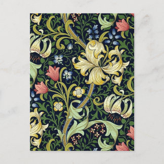 Cartão Postal William Morris Ouro Lily Floral Patterno