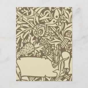 Cartão Postal William Morris Owl Floral Vintage Design