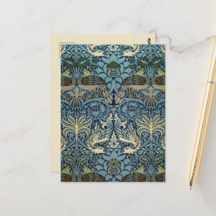 Cartão Postal William Morris Pavão e Dragão Desenho Tecido