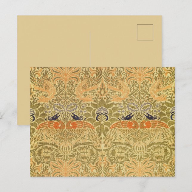 Cartão Postal William Morris Peacock & Dragon Arts & Artesanatos (Frente/Verso)