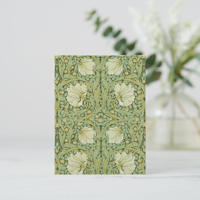 Cartão Postal William Morris Pimpernel Floral Blue Wallpaper (Em pé/Frente)