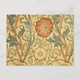 Cartão Postal William Morris Pink Rose Flower Wallpaper Padrão
