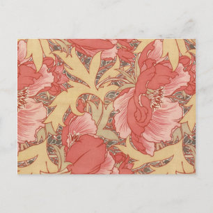 Cartão Postal William Morris Poppies Floral Art Nouveau Pattern