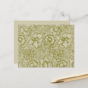 Cartão Postal William Morris Poppy Classic Floral Green