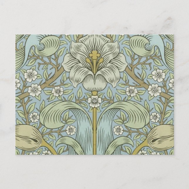 Cartão Postal William Morris Primavera Thicket: Floral Antiquado (Frente)