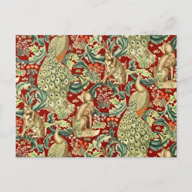 Cartão Postal William Morris Red Pattern Forest (Frente)