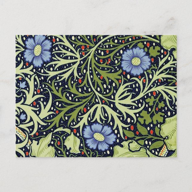 Cartão Postal William Morris Seaweed Flor Antiquado (Frente)
