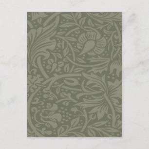 Cartão Postal William Morris Soft Green Floral Vintage Pattern
