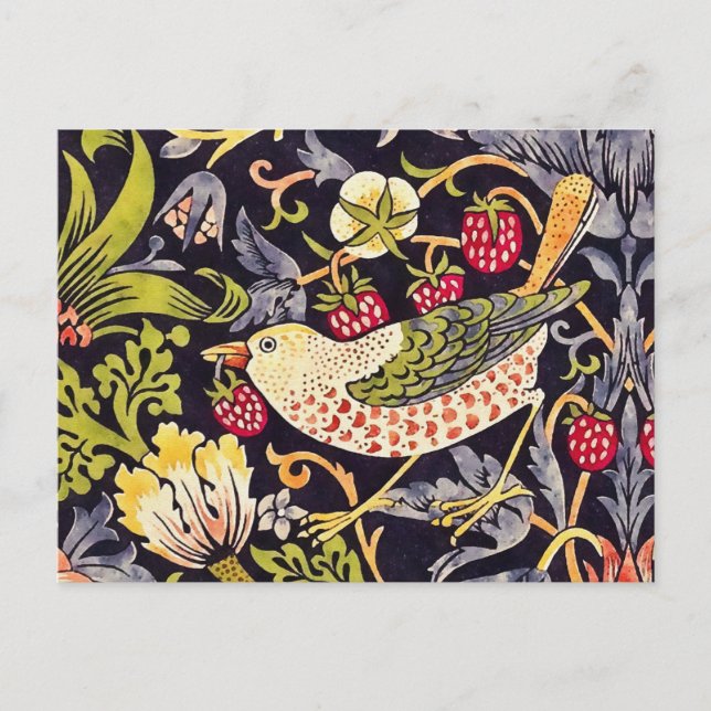 Cartão Postal William Morris Strawberry Thef Floral Art Nouveau (Frente)