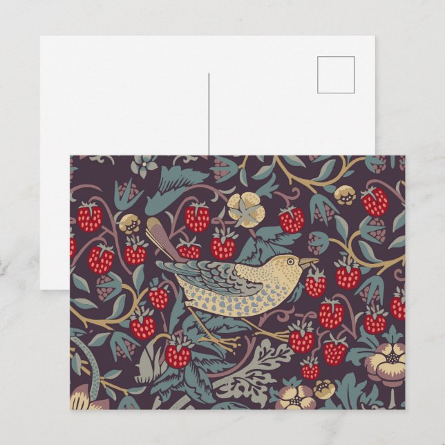 Cartão postal William Morris Strawberry Thief (Frente/Verso)
