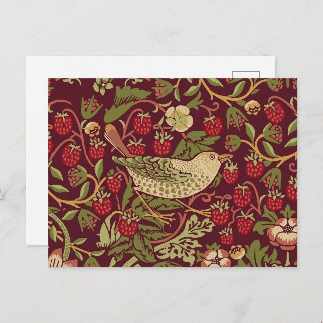 Cartão postal William Morris Strawberry Thief (Frente/Verso)