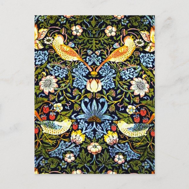 Cartão Postal William Morris, Strawberry Thief, (Frente)