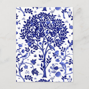 Cartão Postal William Morris Tree of Life, Cobalt Blue and White