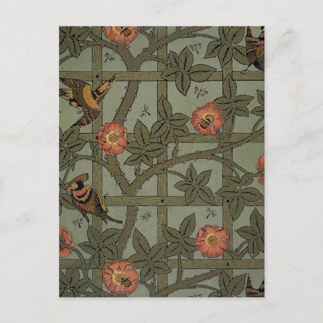 Cartão Postal William Morris Trellis Wallpaper Art (Frente)