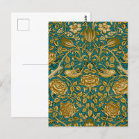 William Morris Tudor Rosa Patterno Ouro Azul