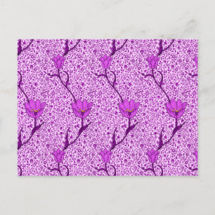 Cartão Postal William Morris Tulip Damask, Violet e Orchid Pos