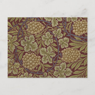 Cartão Postal William Morris Vine Grape Red Green Art