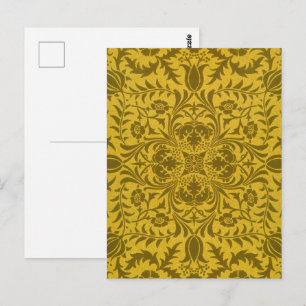 Cartão Postal William Morris Vintage Brown Flower Pattern