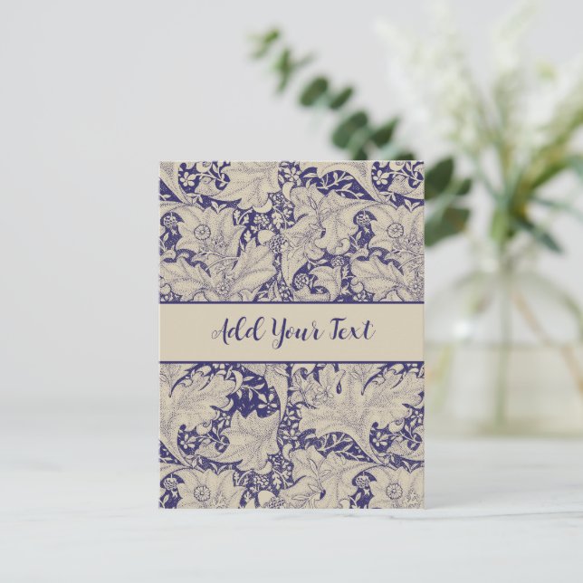 Cartão Postal William Morris Wallflower Blue damask (Em pé/Frente)
