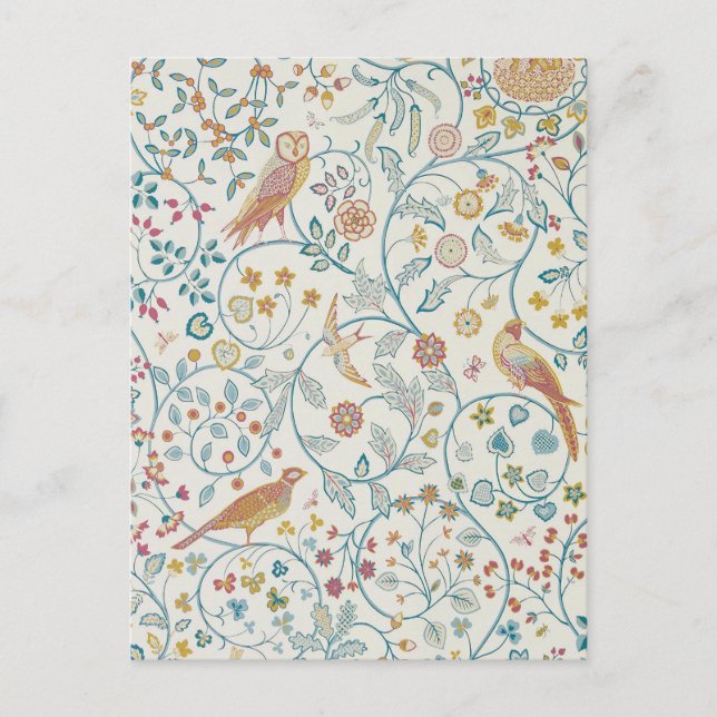 Cartão Postal William Morris - Wallpaper Owl e Berries (Frente)