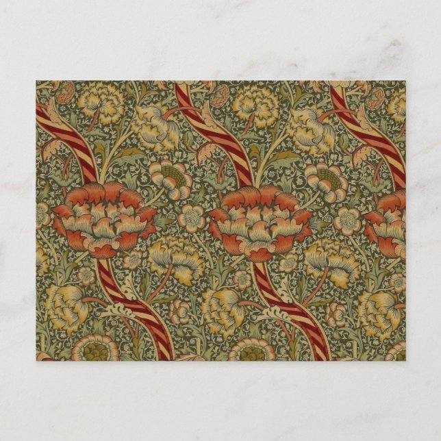 Cartão Postal William Morris Wandle English Floral Damask Design (Frente)