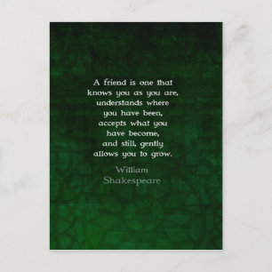 Cartão Postal William Shakespeare Friendship Inspirational Quote