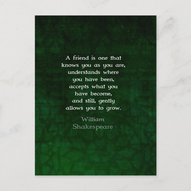 Cartão Postal William Shakespeare Friendship Inspirational Quote (Frente)