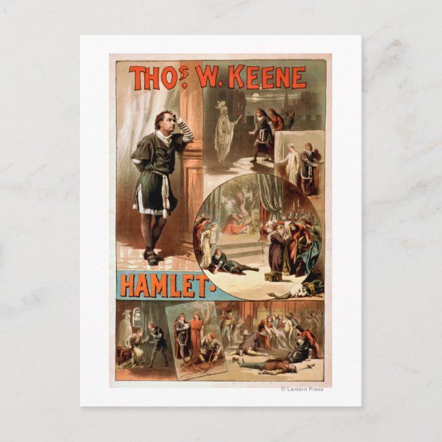 Cartão Postal William Shakespeare "Hamlet" Poster de Teatro (Frente)