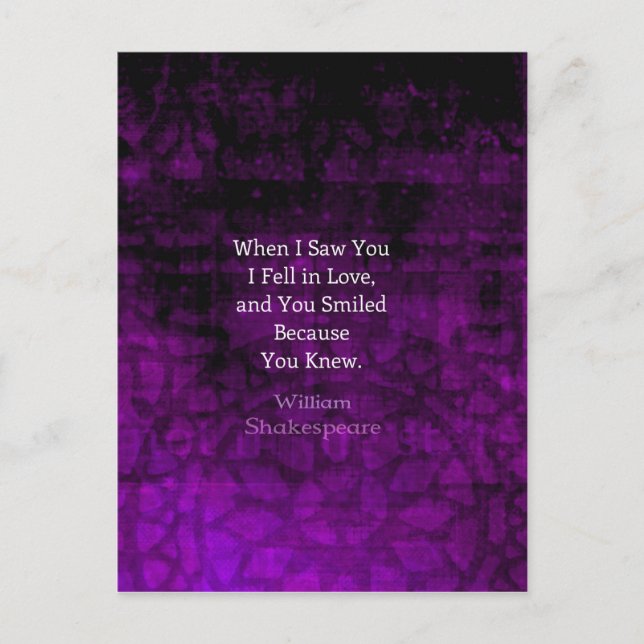 Cartão Postal William Shakespeare Romântico Afirmando (Frente)