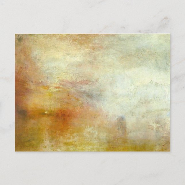 Cartão Postal william turner - pôr o sol sobre um lago (Frente)